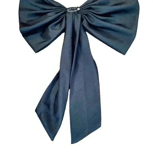 Navy Polyester Taffeta 18" Pin-On Bow - Picture 5 of 7